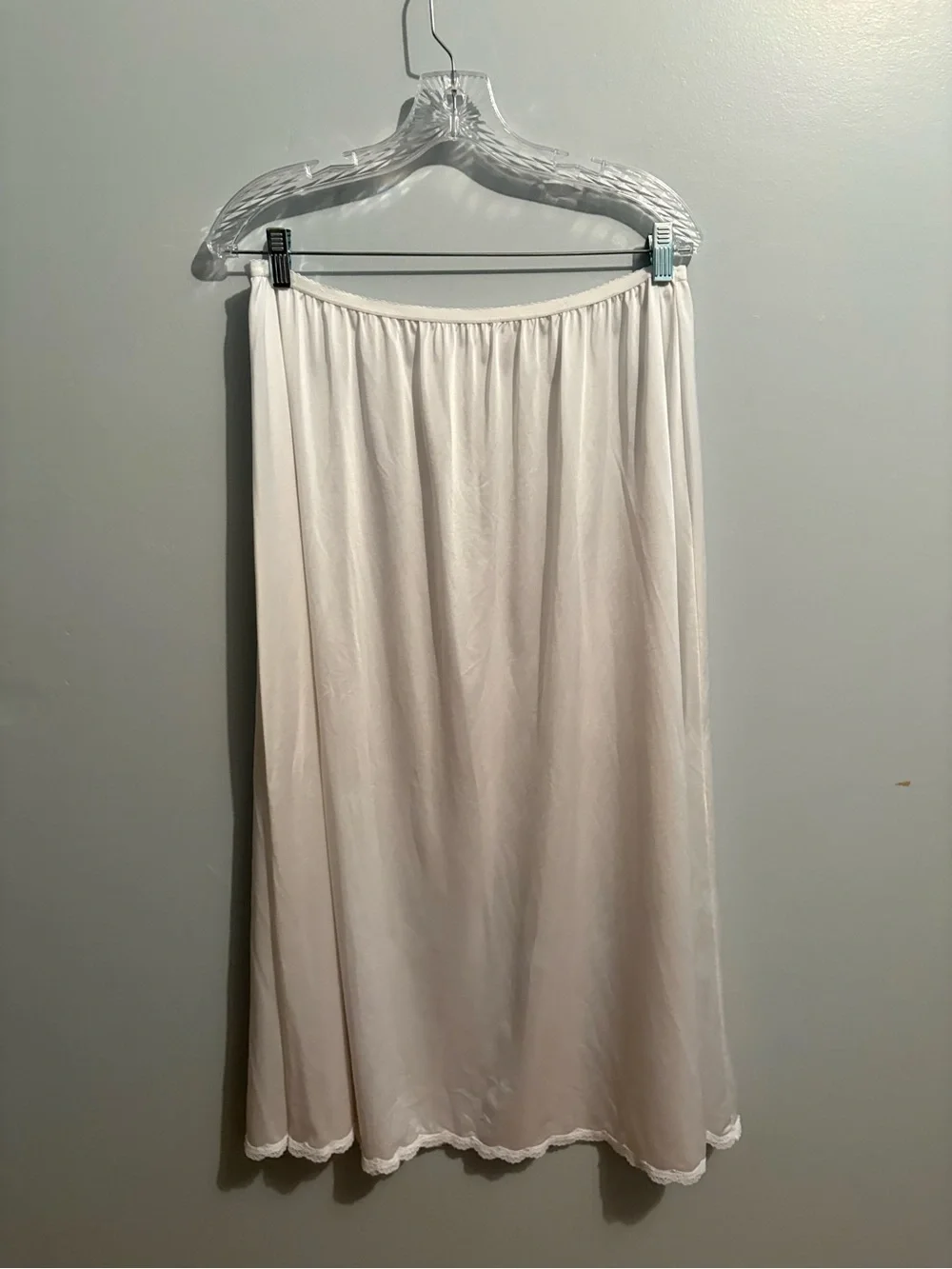 Vintage Shadow Line Women's White Elastic-Waist Skirt Slip Lace Midi 2X Plus - Picture 11 of 16